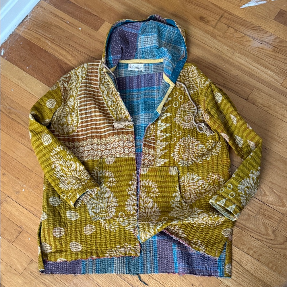 Multicolor Patchwork Hooded Jacket - image 1